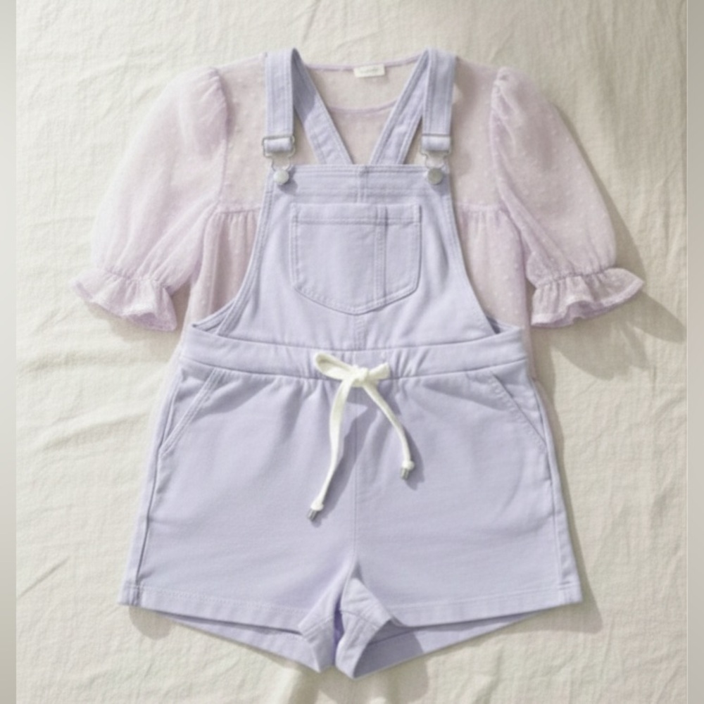 Women’s Lavender Overalls & Sheer Top Set